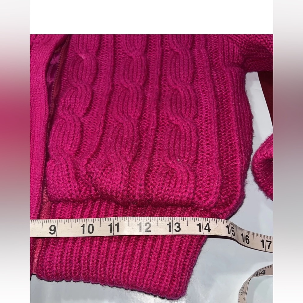Barbie sweater jacket Chill chasers HOT PINK knit puff sleeves Zip up QUILTED M - Picture 5 of 14